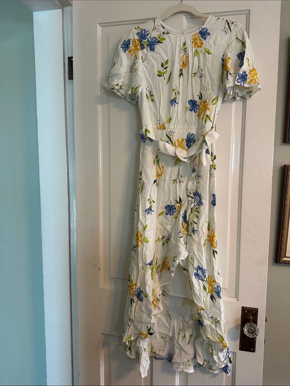 French Connection White Floral Midi Dress